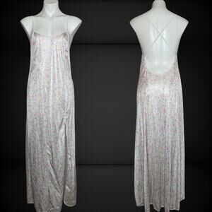 VTG Petra Fashions Floral Maxi Slip Dress, Criss Cross Back, Boudoir | Costume